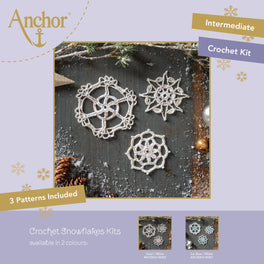 Anchor Crochet Kit - Snowflakes Gold & White