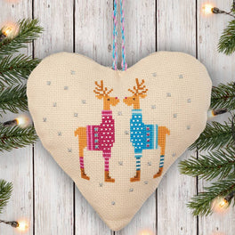 Anchor Counted Cross Stitch Kit - Heart Door Hanger Deer