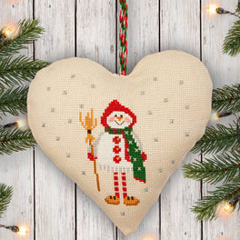 Anchor Counted Cross Stitch Kit - Heart Door Hanger Snowman