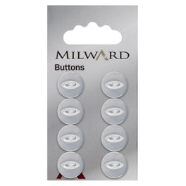 Milward Carded Buttons: 13mm - Pack of 8 - 00003