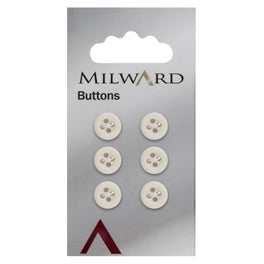 Milward Carded Buttons: 10mm - Pack of 6 - 00057A