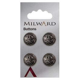 Milward Carded Buttons: 15mm - Pack of 4 - 00134