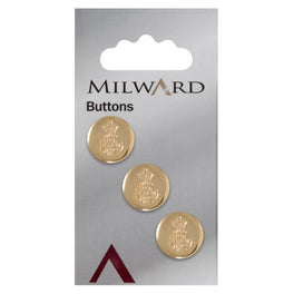 Milward Carded Buttons: 15mm - Pack of 3 - 00349