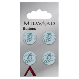 Milward Carded Buttons: 15mm - Pack of 4 - 00441