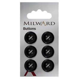 Milward Carded Buttons: 14mm - Pack of 6 - 00549
