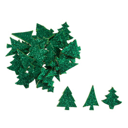 Craft Stickers Glitter Foam Trees: Green: 60 Pieces
