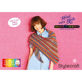 Free Download - Cable Edge Garter Stitch Shawl in Stylecraft Head over Heels Colours of the World - Digital Version