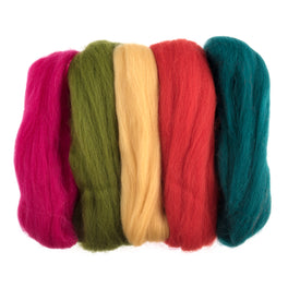 Natural Wool Roving: Assorted Brights 50g