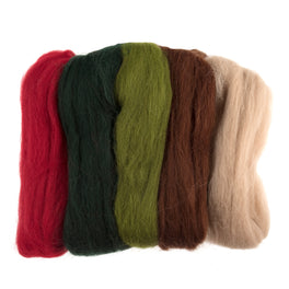Natural Wool Roving: 50g: Assorted Christmas