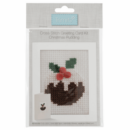 Trimits Cross Stitch Kit Greetings Card: Christmas Pudding
