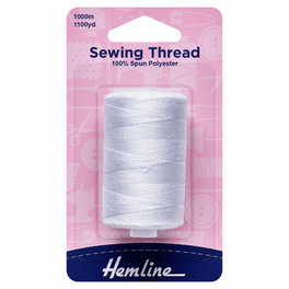 Hemline Sewing Thread - 1000 metres - White