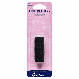 Hemline Shirring Elastic - 20m x 0.75mm Black