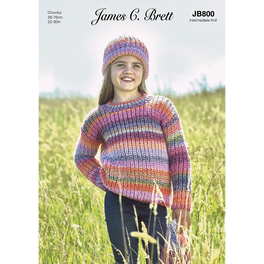 Sweater, Hat and Scarf in James C Brett Marble Chunky