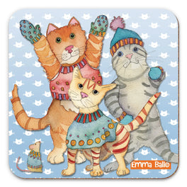 Emma Ball Single Coaster - Three Kittens