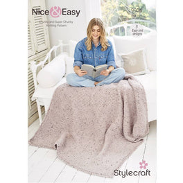 Nice and Easy - Knitted Blankets and Cushion in Stylecraft Special XL Tweed & Special Chunky