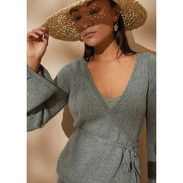 Olive Wrap Cardigan in Rowan Cotton Cashmere - Digital Version