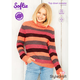 Free Download - Stripey Top Down Sweater in Stylecraft Softie Chunky