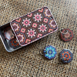 Emma Ball Persian Tiles Six Stitch Markers in a Tin - Janie Crow