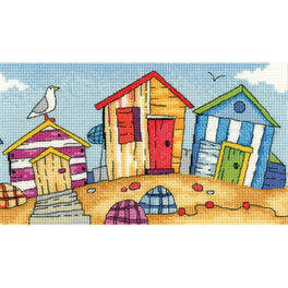 Beach Huts Cross Stitch Kit by Karen Carter