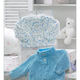 Babies Cardigan and Sweater in James C Brett Fluttery Chunky