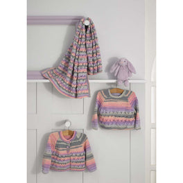 Cardigan Sweater and Blanket in James C Brett Baby Twinkle Prints DK