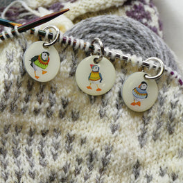 Emma Ball set of 6 stitch markers - Woolly Puffins