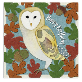 Emma Ball Greetings Card - Stitched Owl