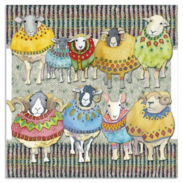 Emma Ball Greetings Card - Big Family Woolly Sheep