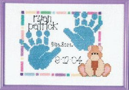 Baby Handprints Birth Announcement Sampler