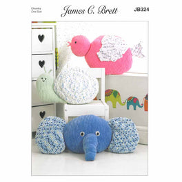 Animal Cushions in James C Brett Flutterby Chunky