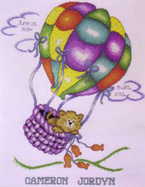 Up, Up And Away Kitty Birth Sampler