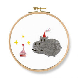 Birthday! Hippo Embroidery Kit